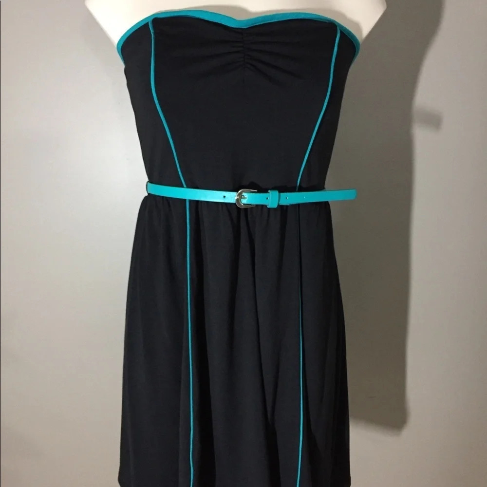 🌸 Xhilaration Strapless Belted Black Dress S